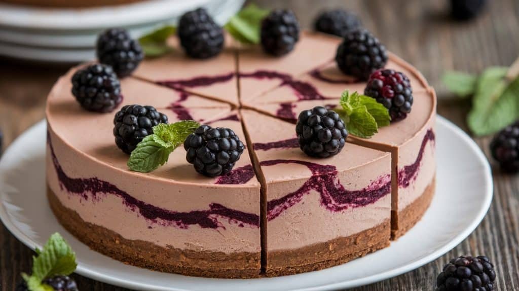 No-Bake Blackberry Chocolate Cheesecake