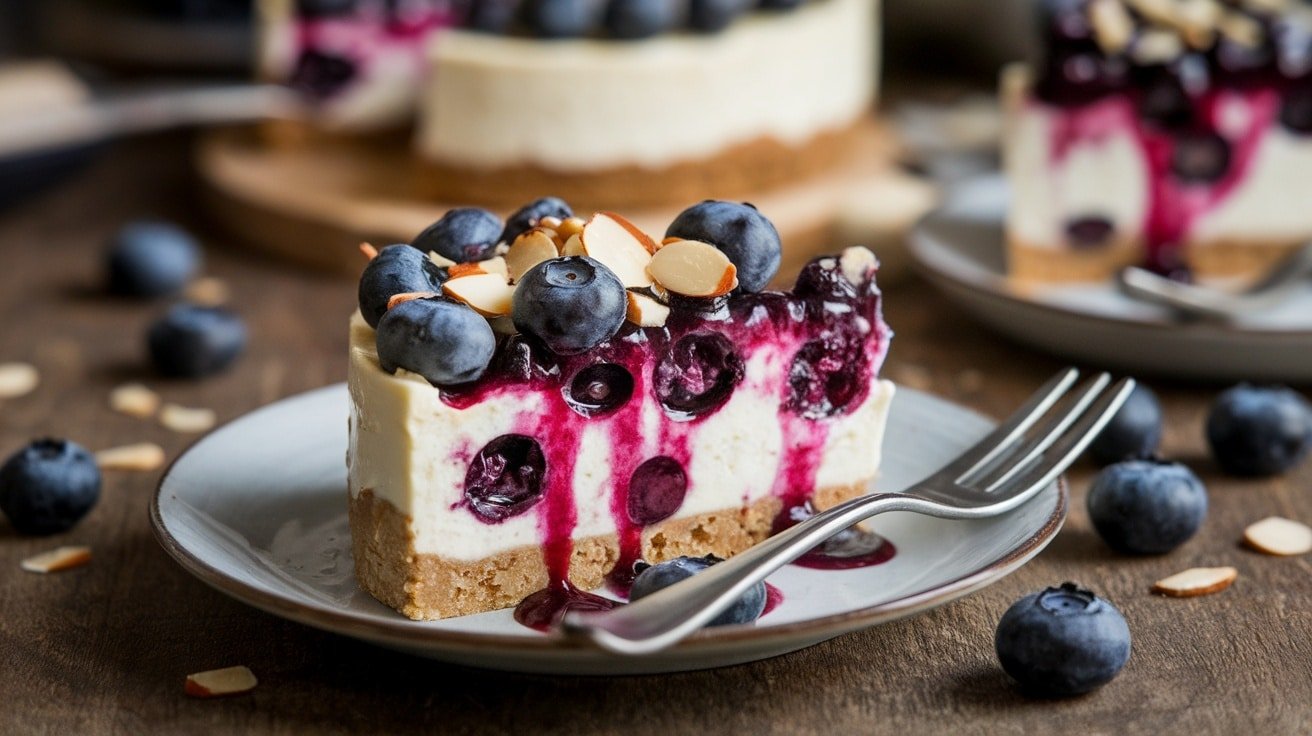 Delicious No-Bake Blueberry Almond Cheesecake - Courtneys World