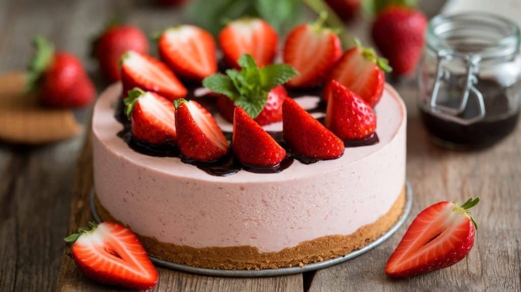 No-Bake Balsamic Strawberry Cheesecake