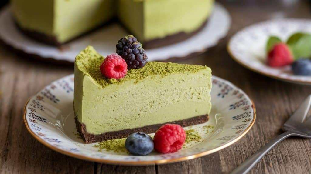 No-Bake Tofu Matcha Cheesecake