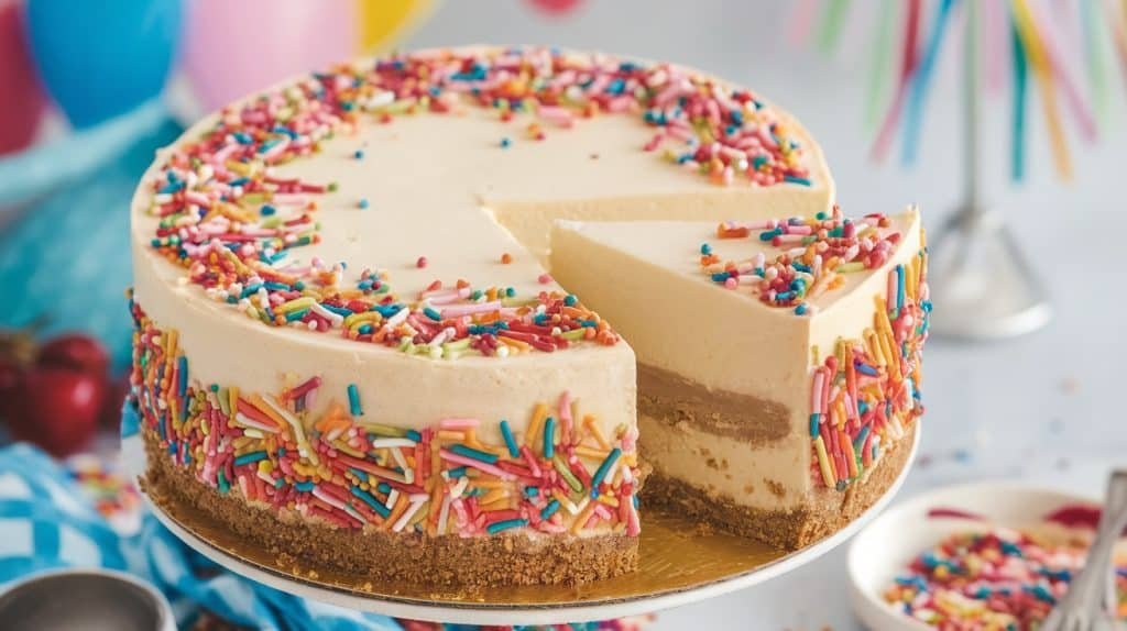 No-Bake Birthday Cake Cheesecake