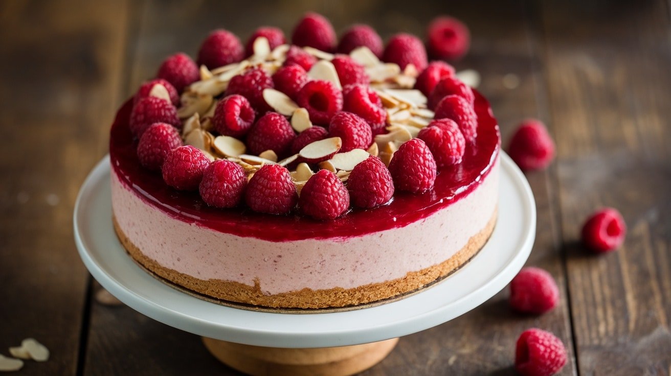 No-Bake Almond Raspberry Cheesecake Recipe - Courtneys World