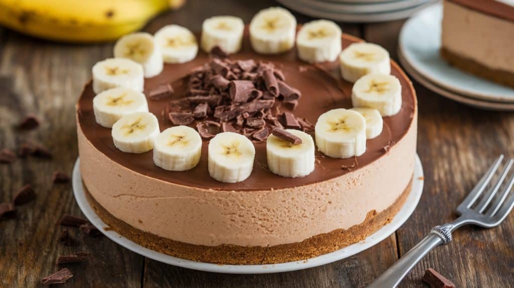 No-Bake Chocolate Peanut Butter Banana Cheesecake