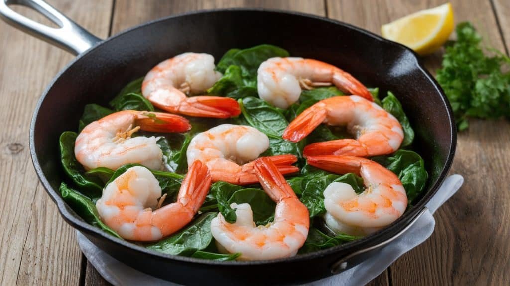 10-Minute Garlic Shrimp and Spinach Skillet