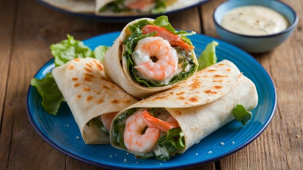 10-Minute Shrimp Caesar Wraps