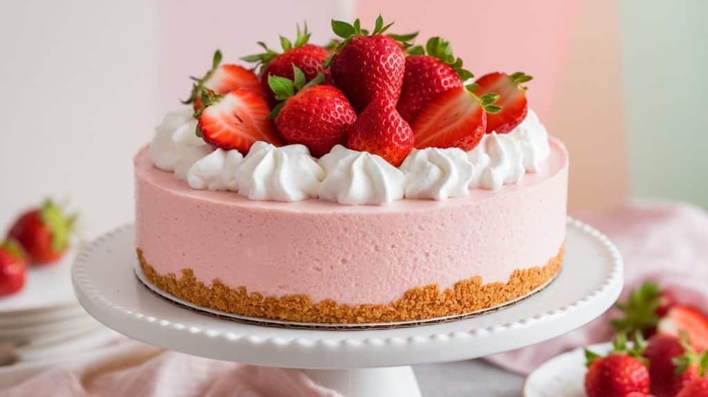 No-Bake Strawberry Shortcake Cheesecake