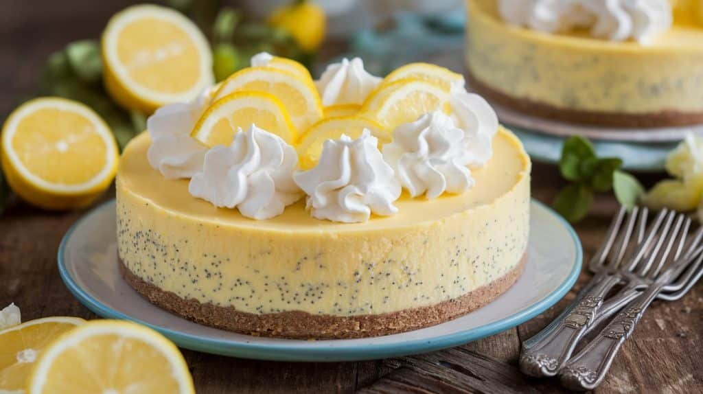 No-Bake Lemon Poppy Seed Cheesecake