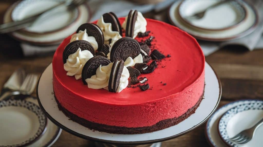 No-Bake Red Velvet Oreo Cheesecake Recipe