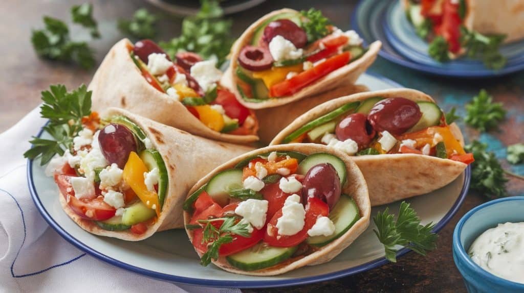 10-Minute Greek Veggie Pita Wraps