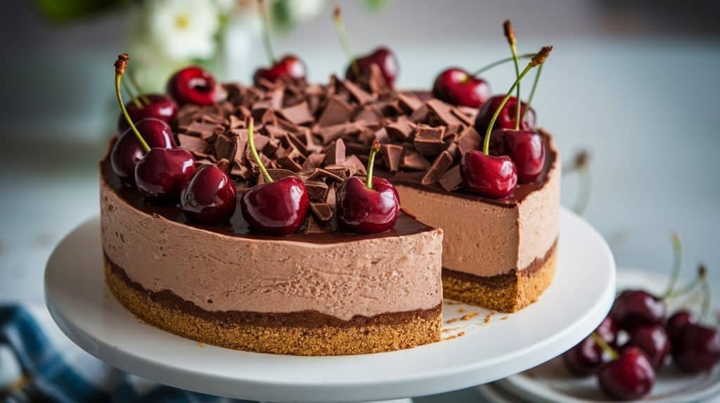 No-Bake Chocolate Cherry Cheesecake
