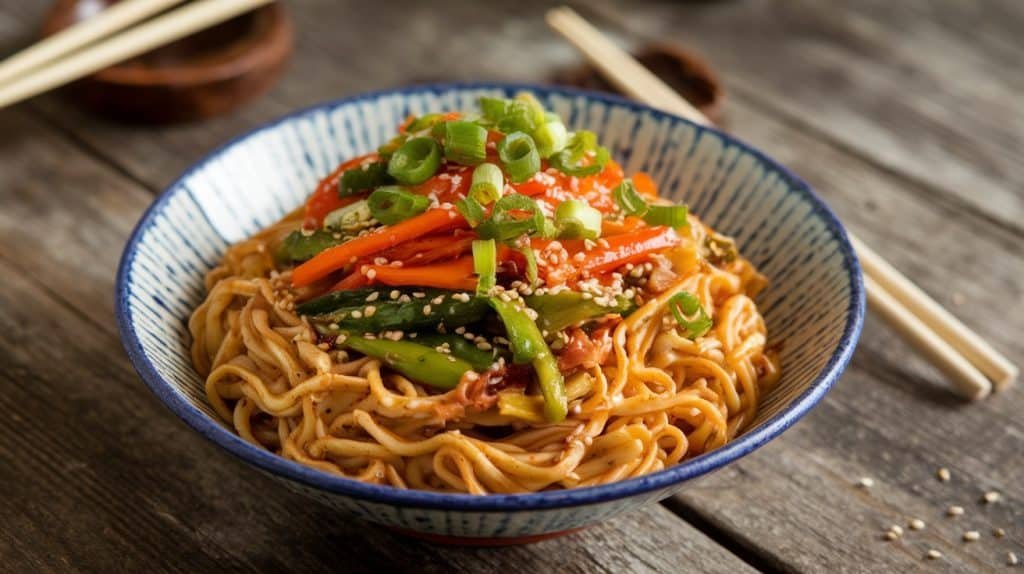 10-Minute Sesame Garlic Noodle Bowls