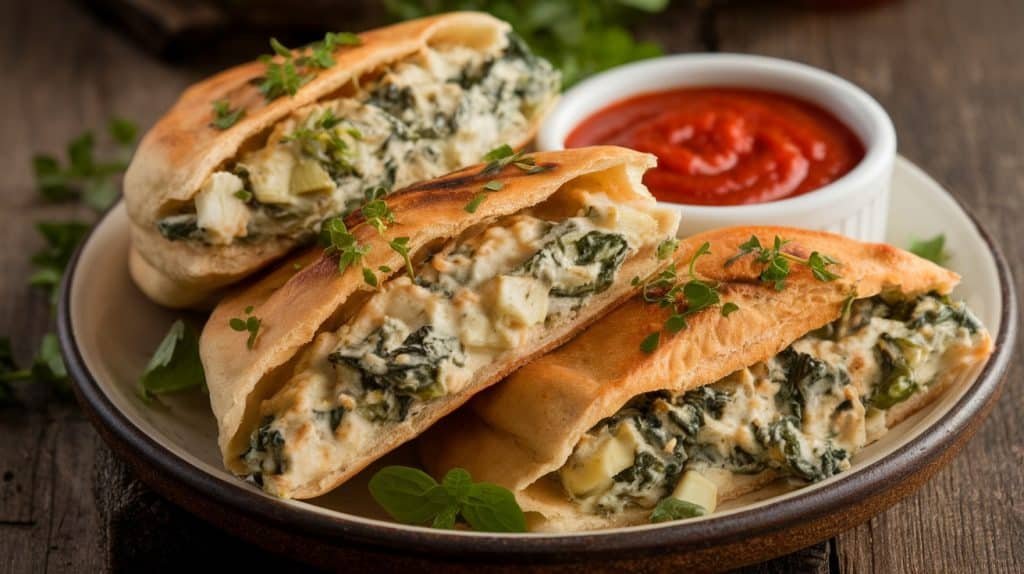 10-Minute Spinach and Artichoke Stuffed Pita