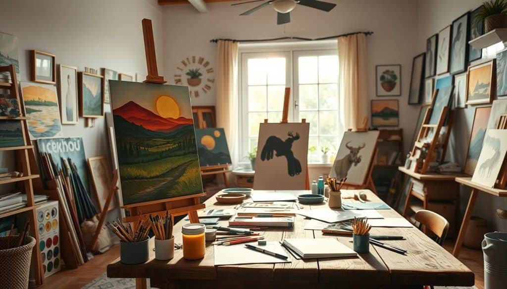 Family art studio setup