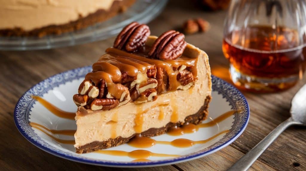 No-Bake Bourbon Pecan Pie Cheesecake