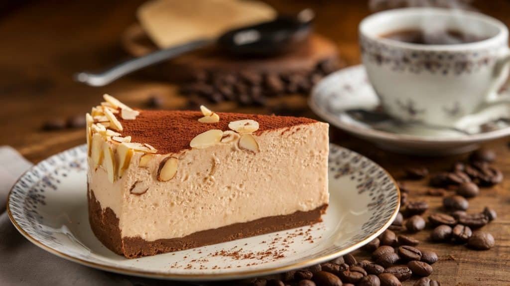 No-Bake Coffee Almond Cheesecake