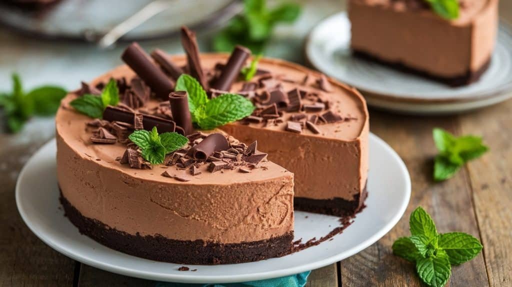 No-Bake Choco-Mint Fudge Cheesecake