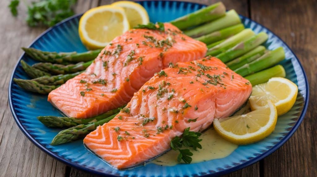 10-Minute Lemon Herb Salmon and Asparagus