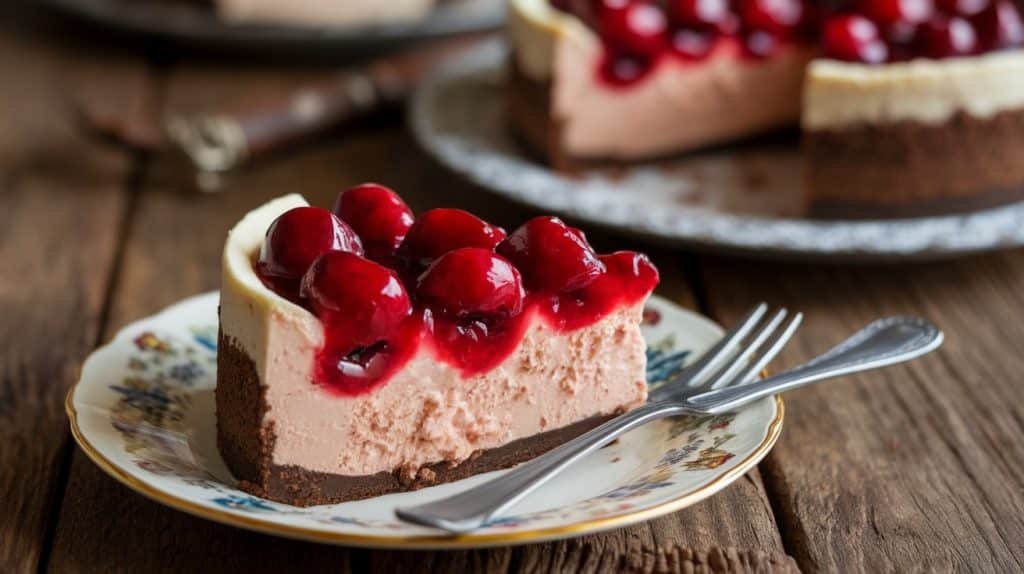 No-Bake Cherry Cheesecake with Chocolate Crust
