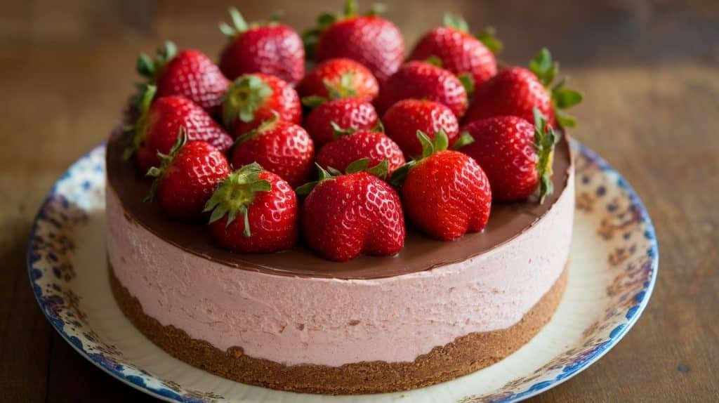 No-Bake Chocolate Covered Strawberry Cheesecake