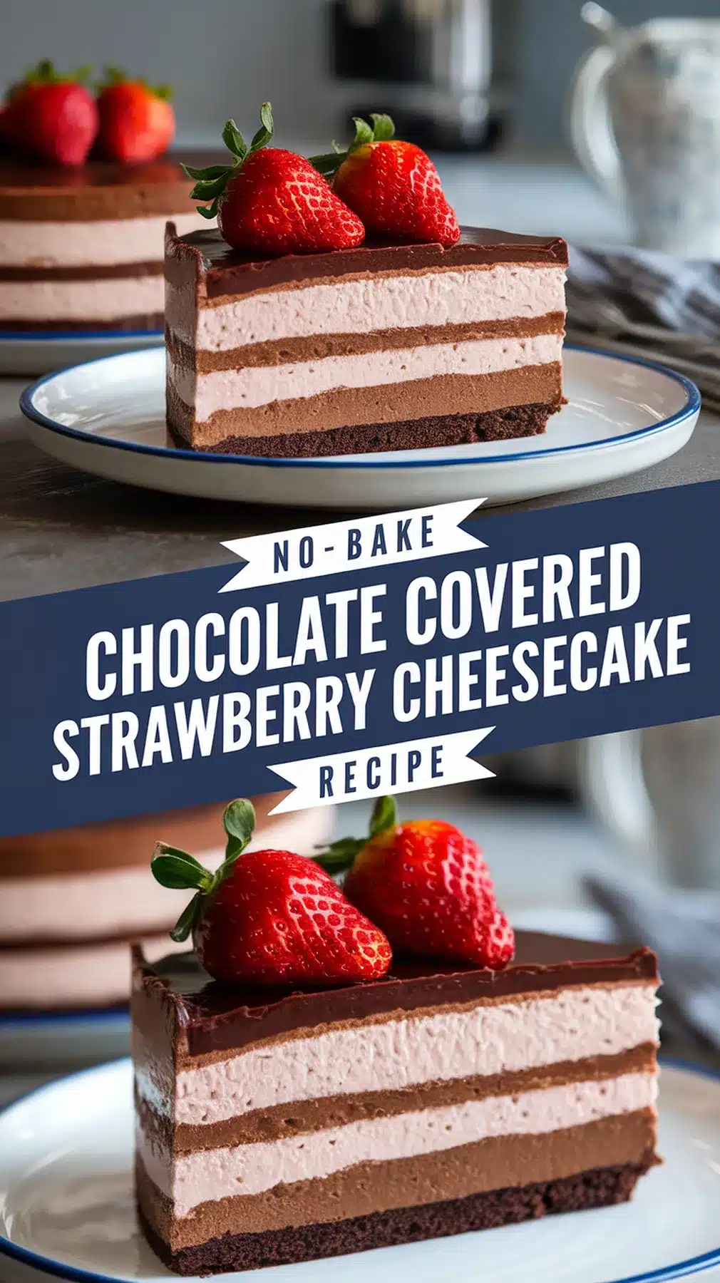 Gooey No-Bake Chocolate Covered Strawberry Cheesecake 1 No-Bake Chocolate Covered Strawberry Cheesecake