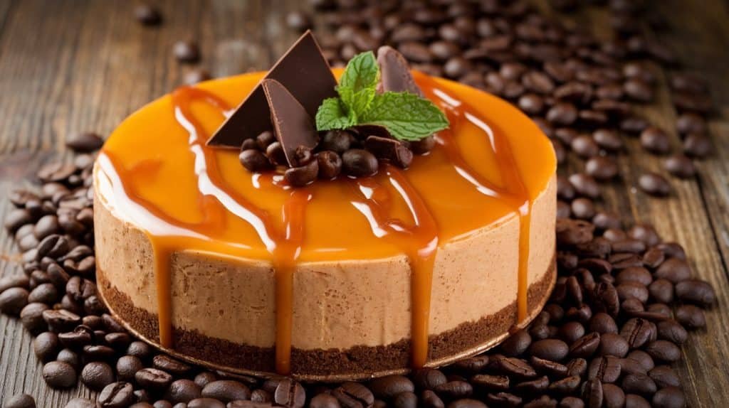No-Bake Espresso Caramel Cheesecake