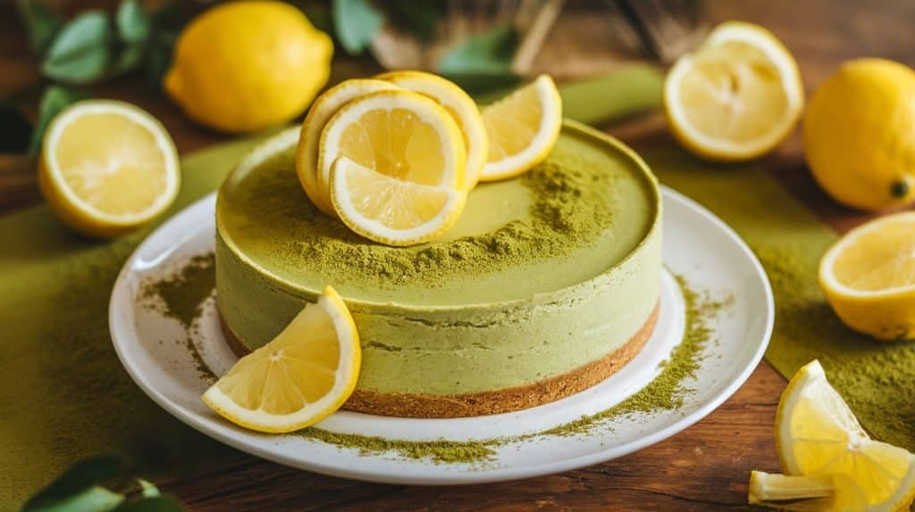 No-Bake Matcha Lemon Cheesecake