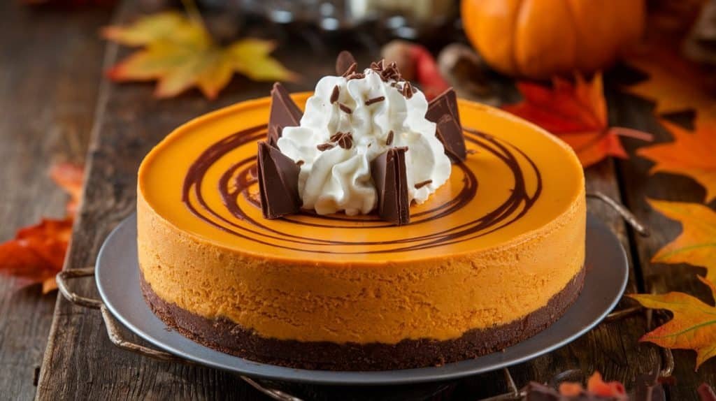No-Bake Pumpkin Chocolate Cheesecake