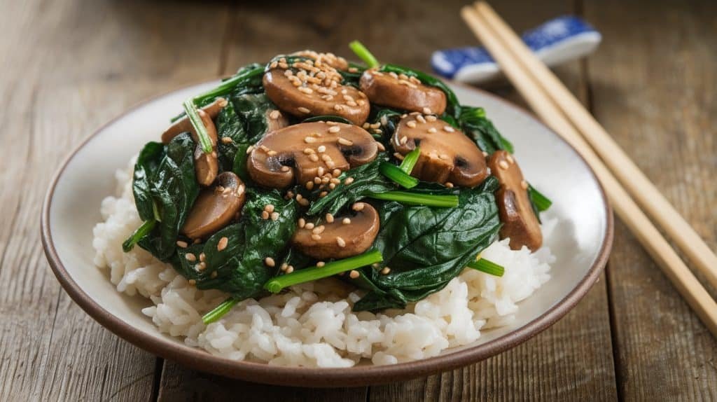 10-Minute Spinach and Mushroom Stir-Fry