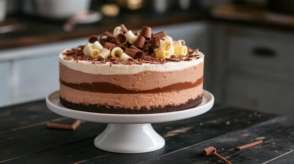No-Bake Triple Chocolate Cheesecake