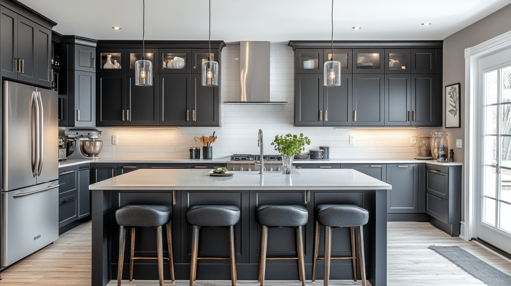 dark grey kitchen cabinets