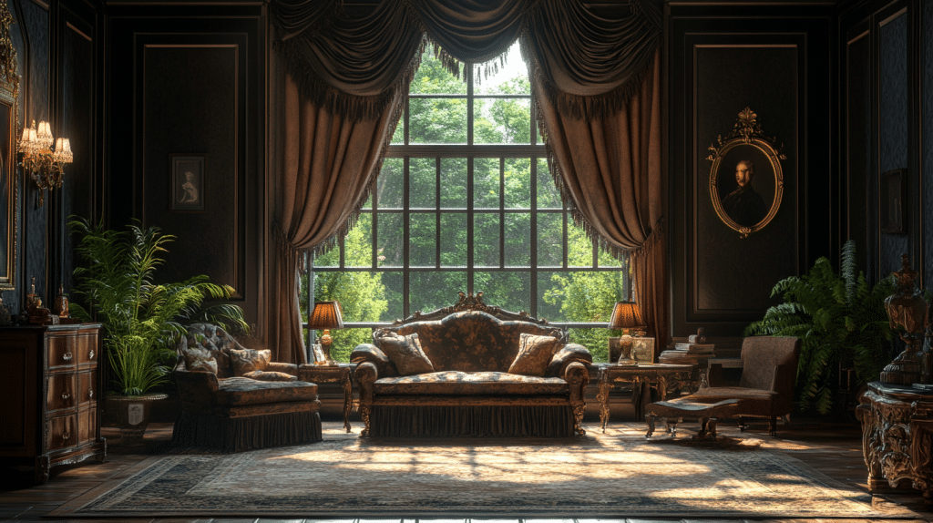 moody vintage living room