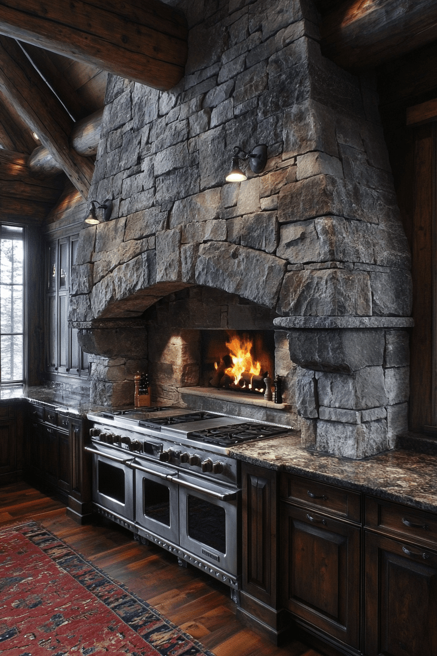 old cabin interior kitchen