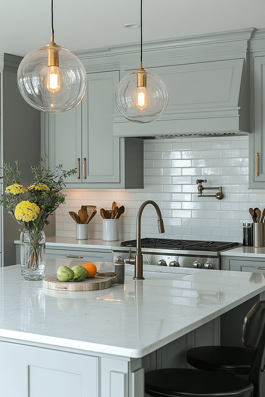 grey and white kitchen