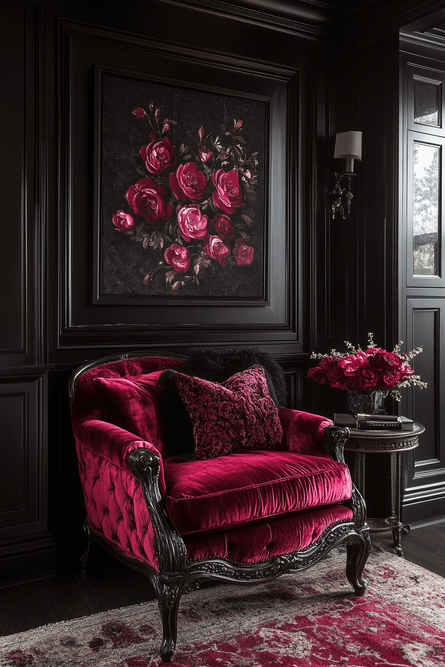 black living room decor