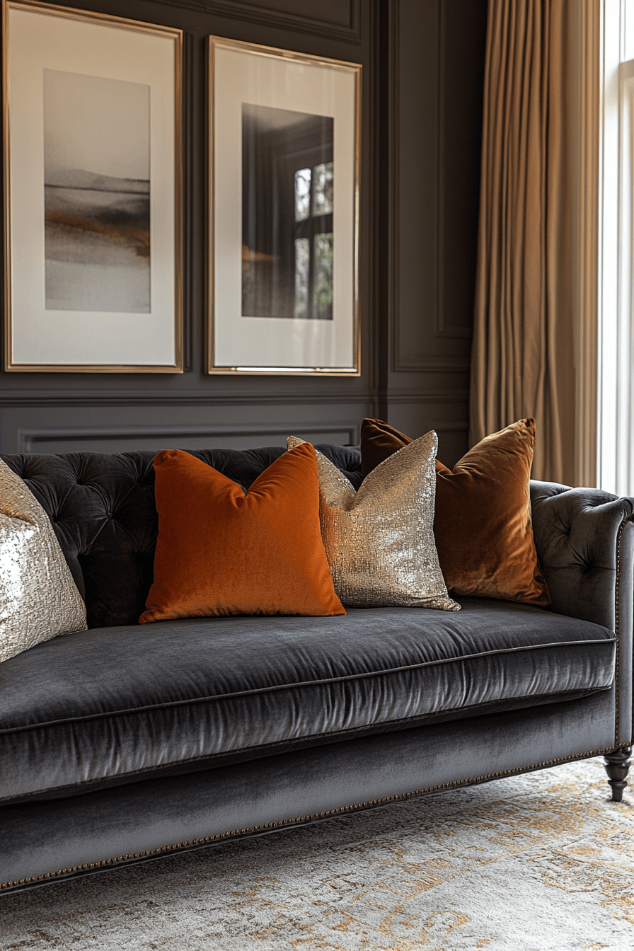 dark gray couch living room