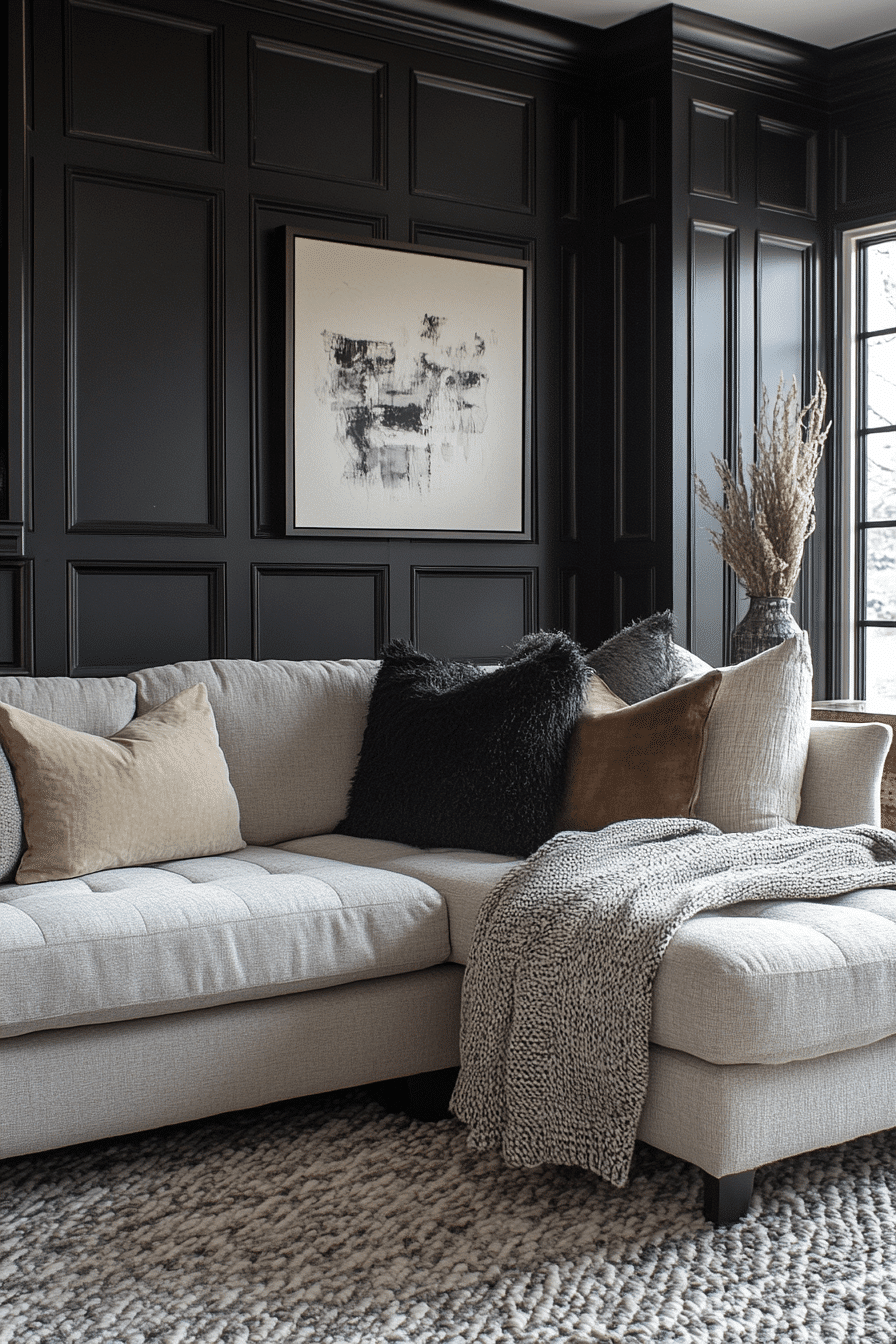 black living room decor