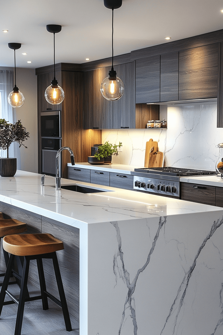 29 White Marble Kitchen Ideas To Create A Statement Cooking Area ...