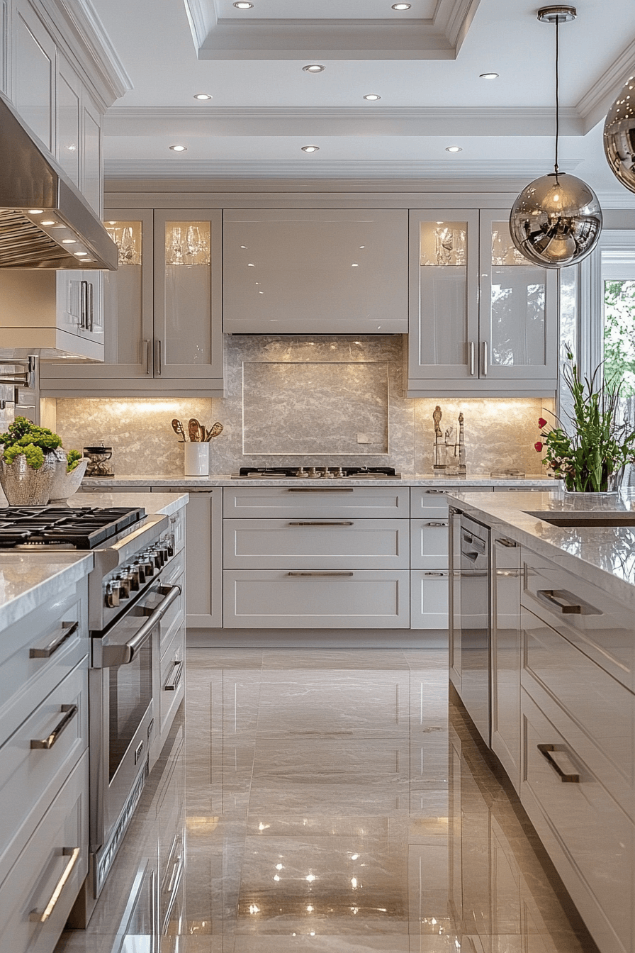 grey and white kitchen