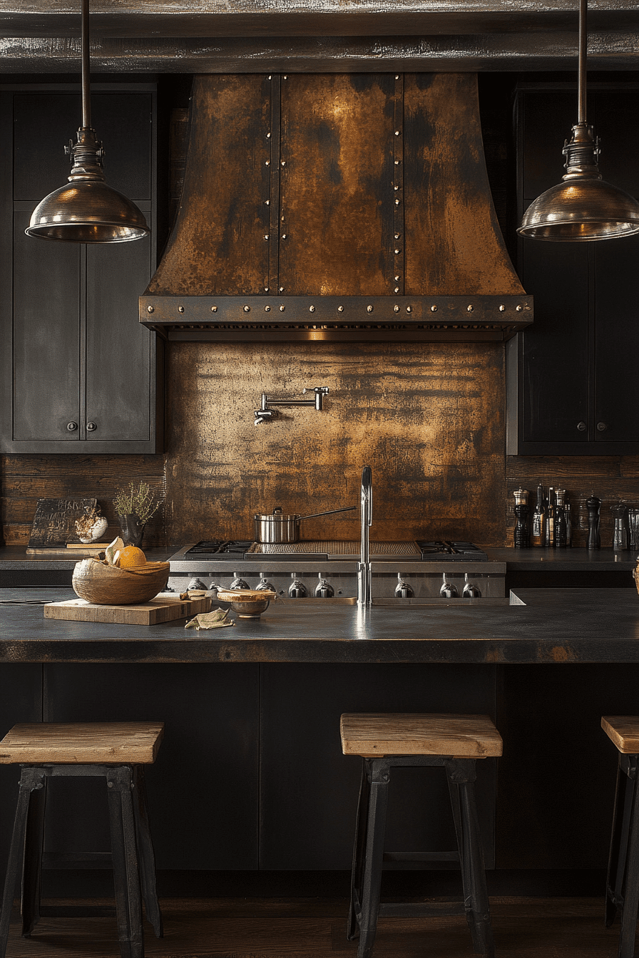 Riveted Metal Accents Apartment Interior Design photo
