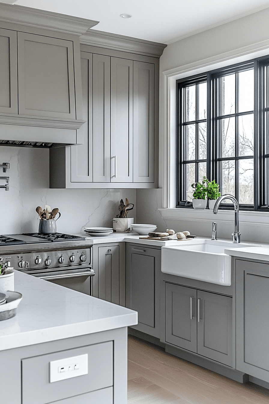 grey and white kitchen