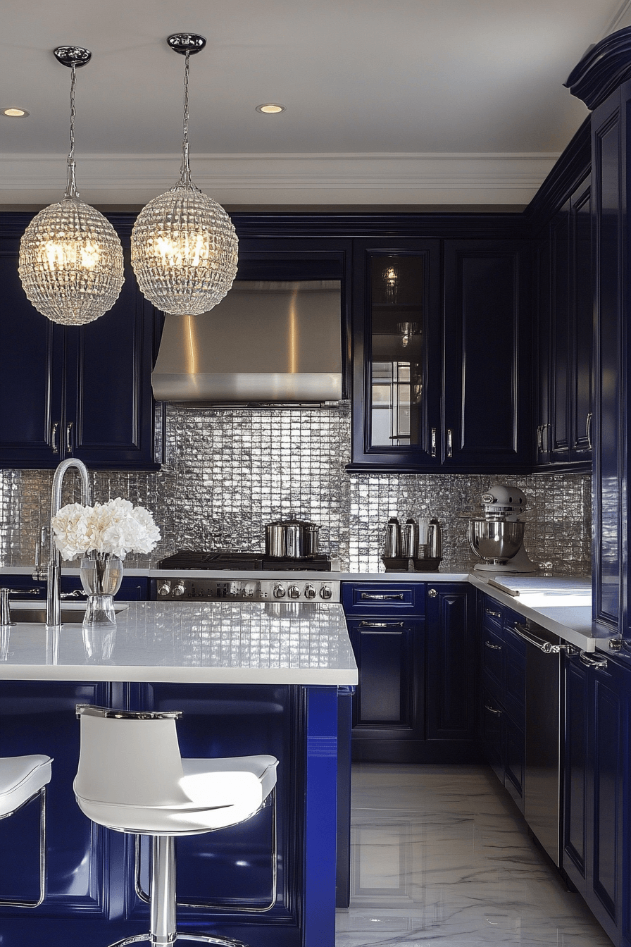 blue and white kitchen