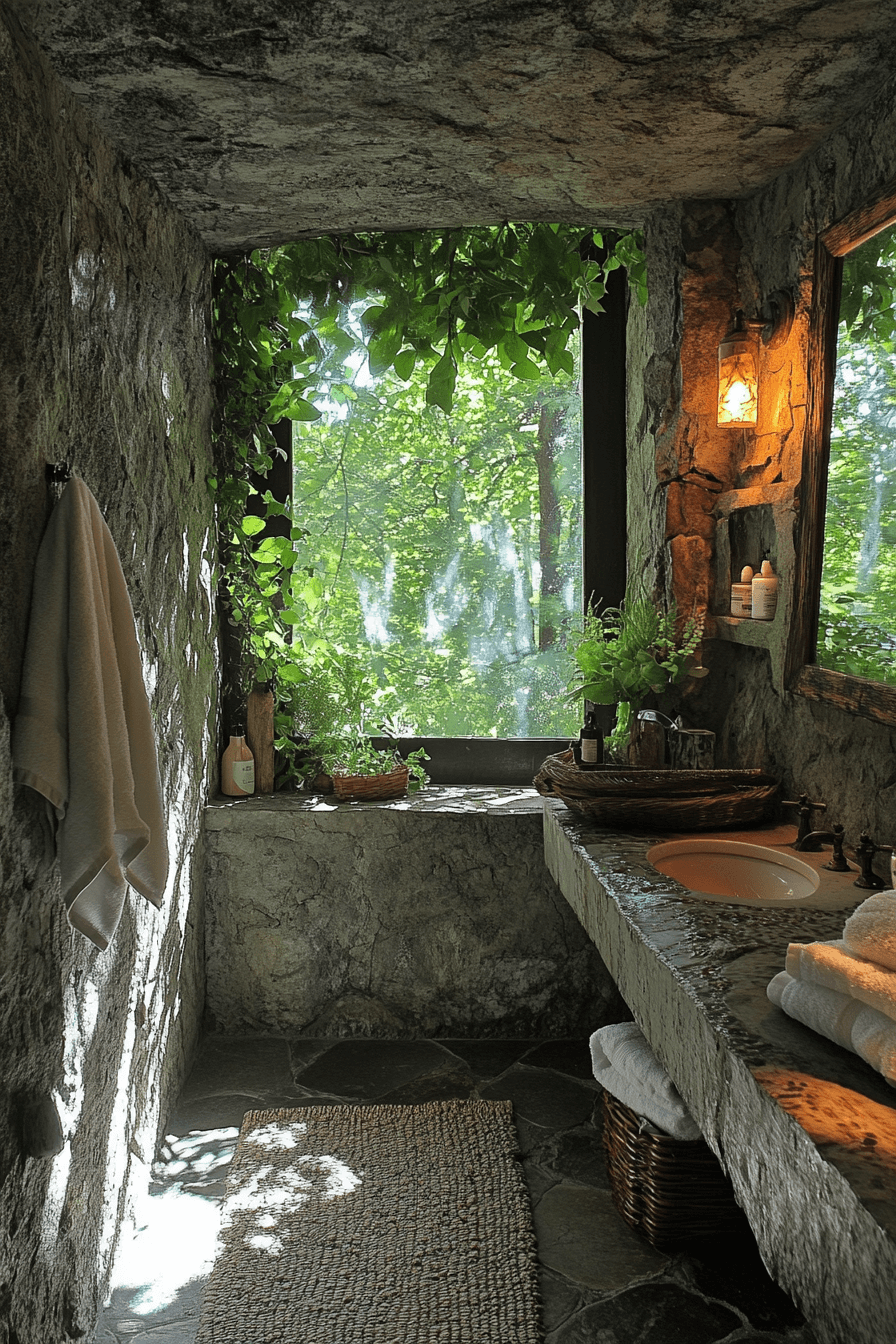 old cabin interior bathroom