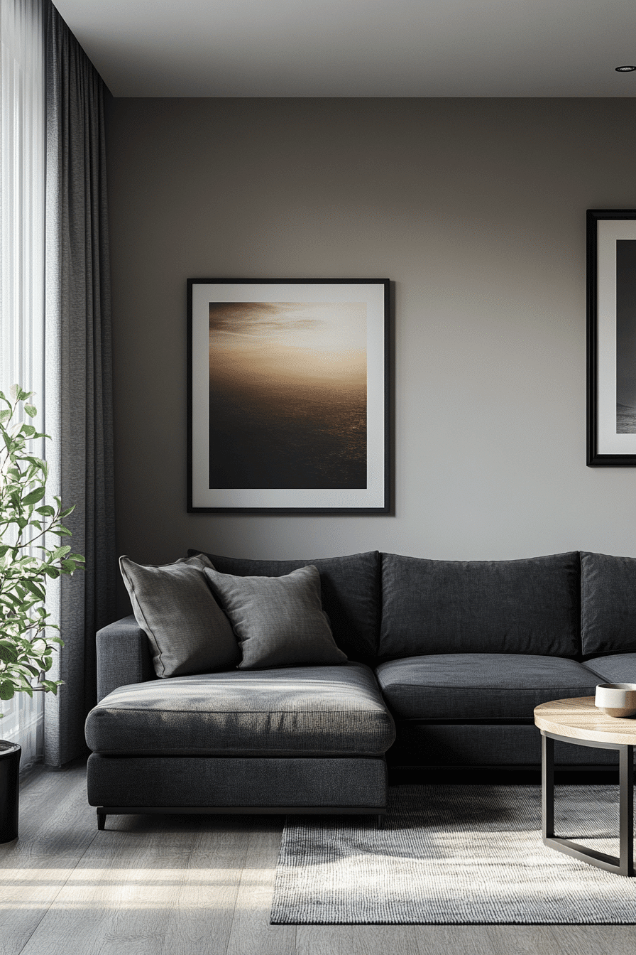 dark gray couch living room