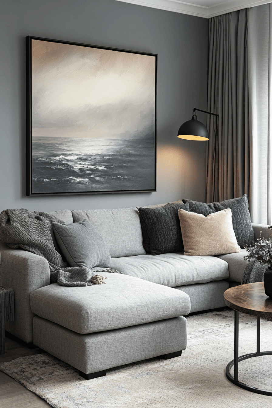 gray couch living room