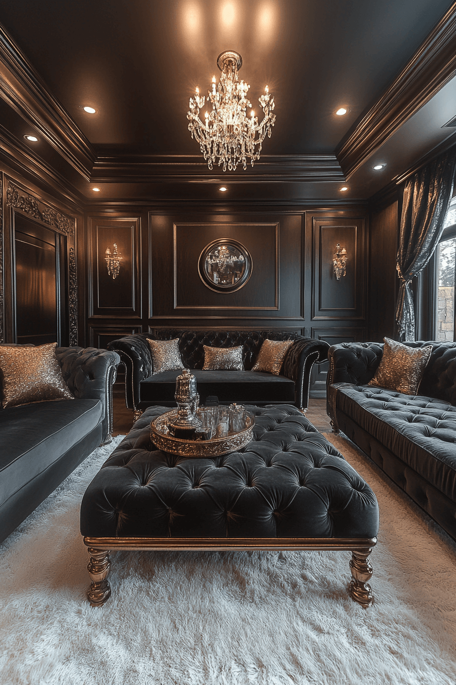 black living room decor