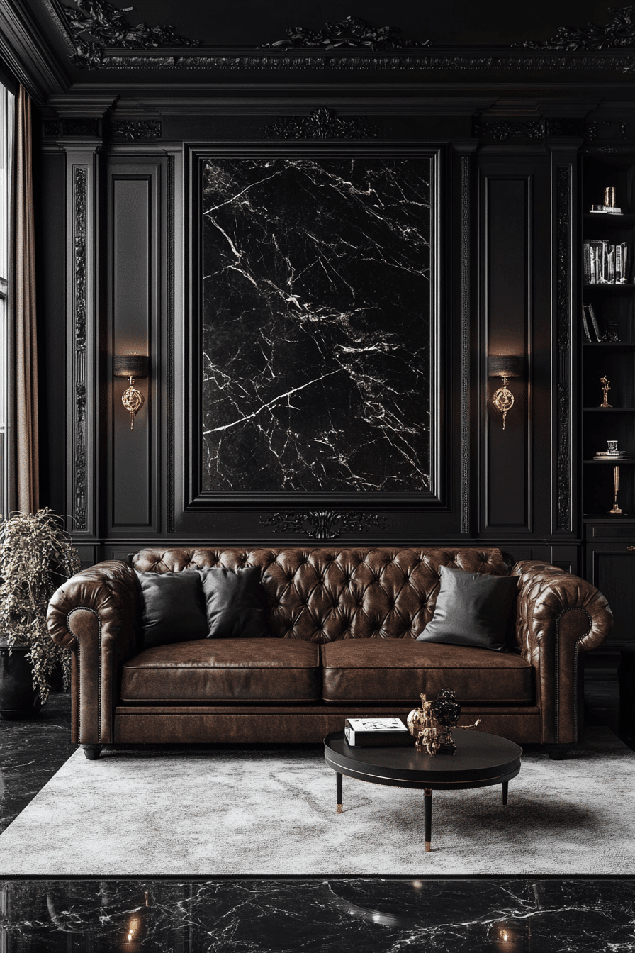 black living room decor