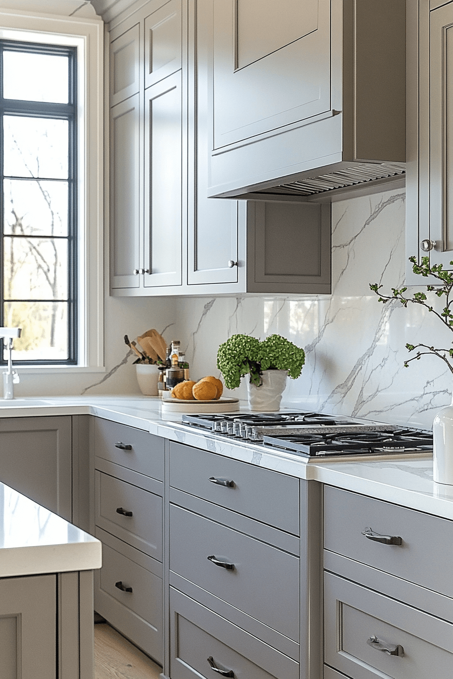 grey and white kitchen
