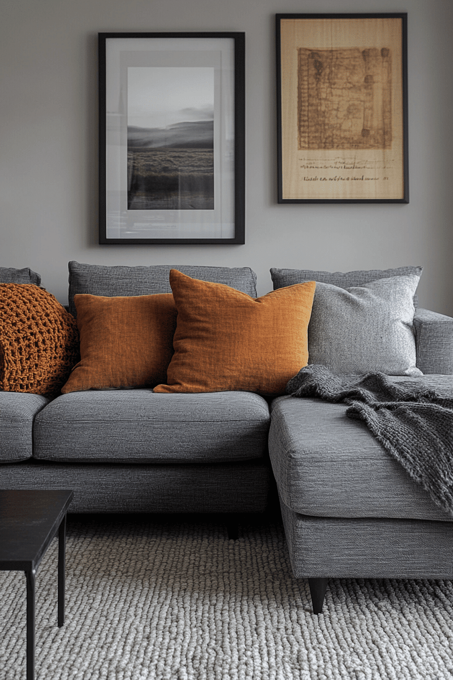 gray couch living room