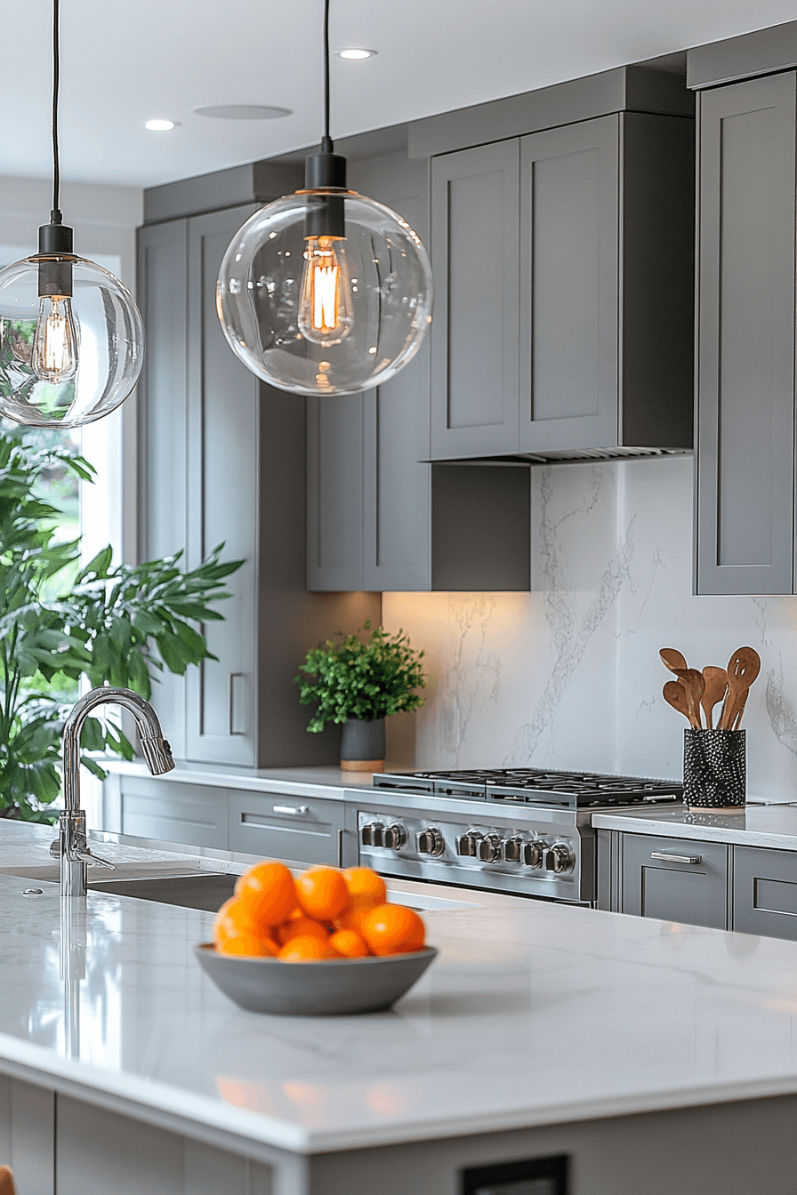 grey and white kitchen