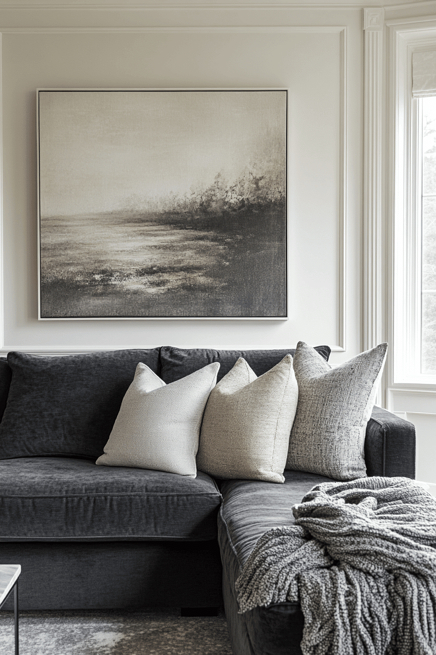 dark gray couch living room